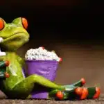 Une grenouille fascinée par l'adaptation qu'elle est venue voir !